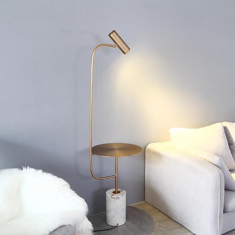 Modern Marble Golden Floor Lighting 360 Degree Rotating Lamp Head Marble Decoration Floor Light Contemporary Gold/Black LED Floor Lamp for Hotel Room and Home