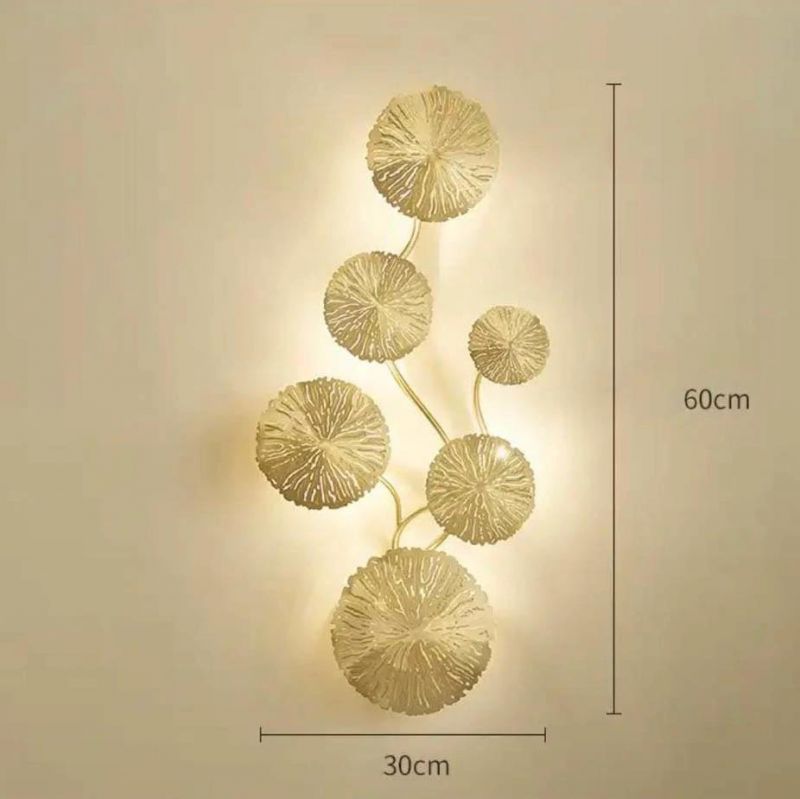 Light Luxury Indoor Wall Lamp Bedside Bedroom Living Room Stairs Aisle Corridor Background Decorative Light Lotus Leaf Lamp