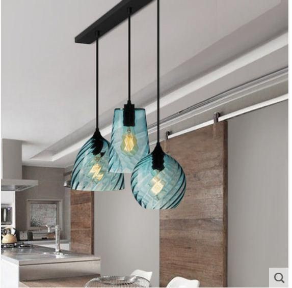 American Single Head E27 Blue Glass Pendant Simple Personality Nordic Bar Light (WH-GP-84)