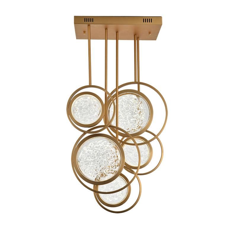 Modern Gold Ring Crystal Ceiling Lamp Minimalist Glass Pendant Light
