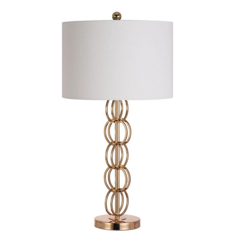 Hotal Table Lamp Metal in Gold with Fabric Shade E27/ 60W X 1