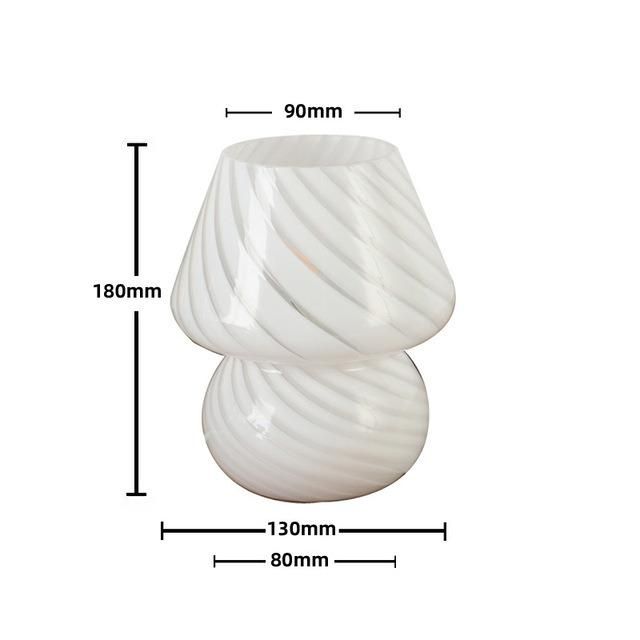 Striped Mushroom Mini Table Lamp Swirl Glass Lamp Study Bedside