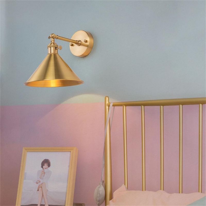 Nordic Brass Bedroom Bedside Wall Lamp Modern Creative Simple Bathroom Mirror Front Lamp Aisle All Copper Retro Lamps