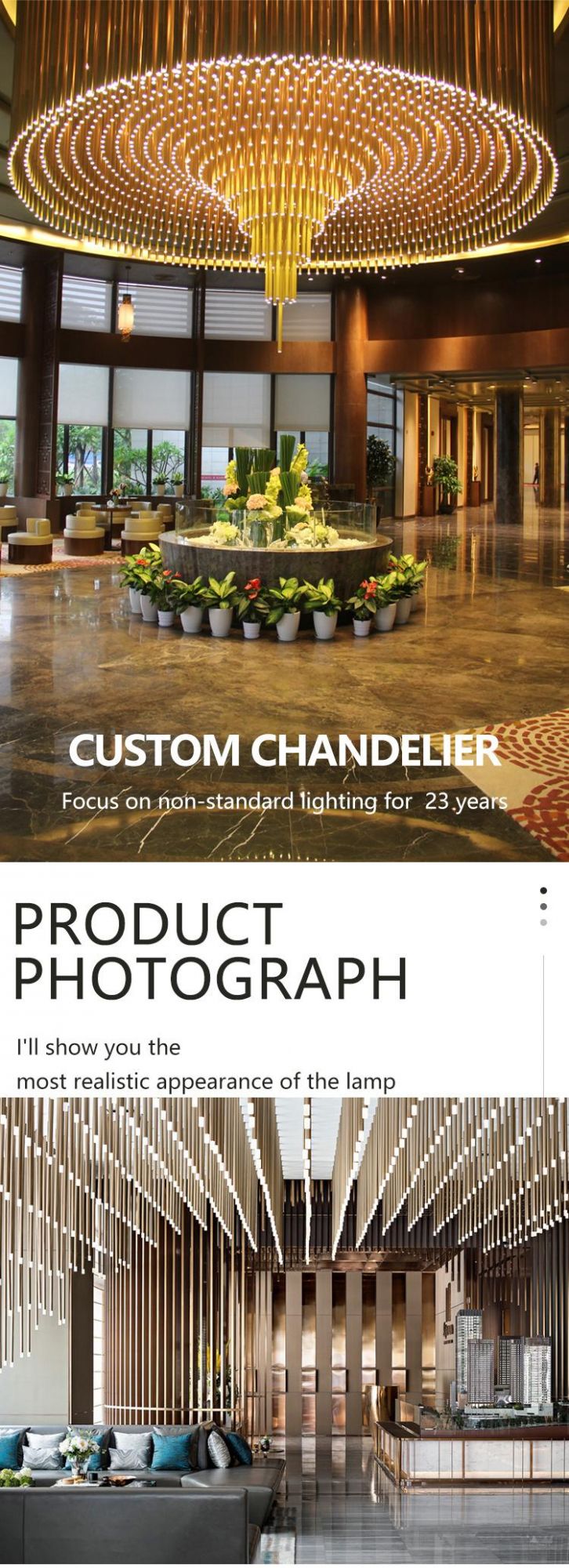 Creative Lamp Commercial Center Hotel Exhibition Hall Luxury Aluminum Custom Project LED Chandelier