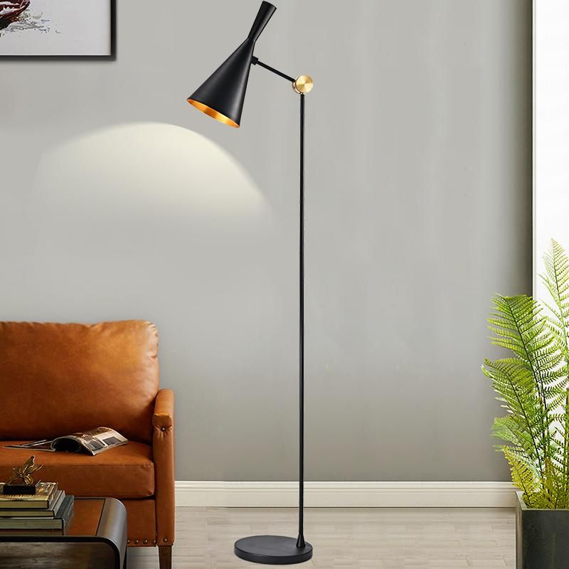 Hotel Modern Vintage Iron Industrial Custom Made Adjustable Lighting Fixture Black Sofa Table Light LED Decoration Floor Lamp