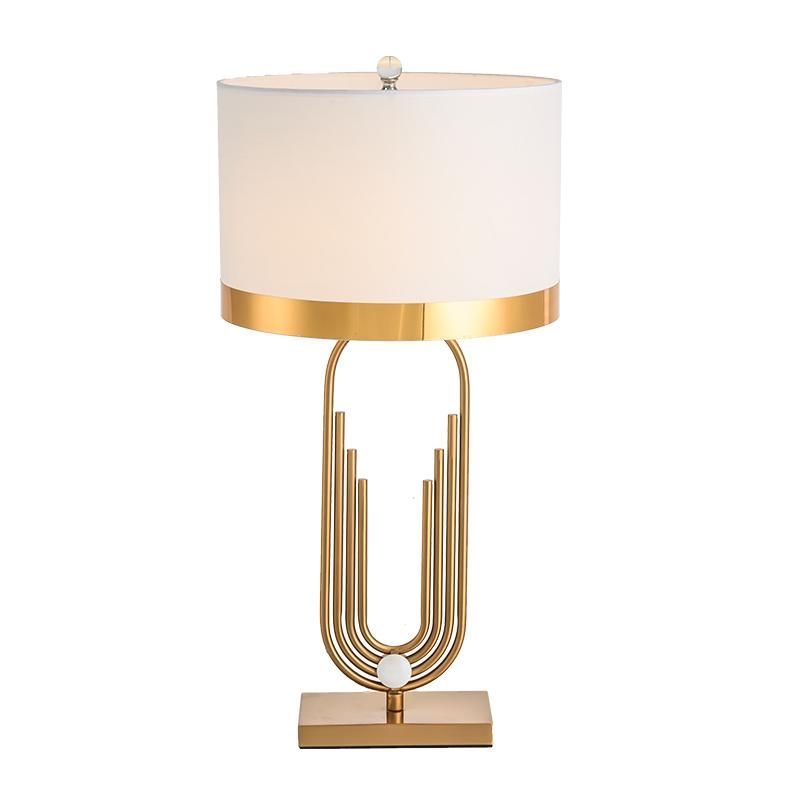 Creative Metal Fashion Lighting American Luxury Desk Lamp Cloth Shade Bedroom Hotel Guest Room Postmodern Designer Decorative Table Lamp