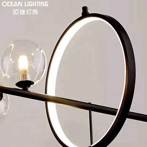 Indoor Ocean Lamp Living Room Modern Iron Black Glass G9 Bulbs Chandelier Pendant Lighting
