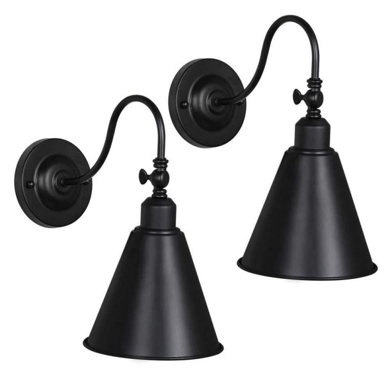 Swing Arm Wall Lamp Rustic Vintage Wall Sconce Lighting Home Decor Headboard Bathroom Bedroom Farmhouse Porch Garage - Black (Bulb Not Included)