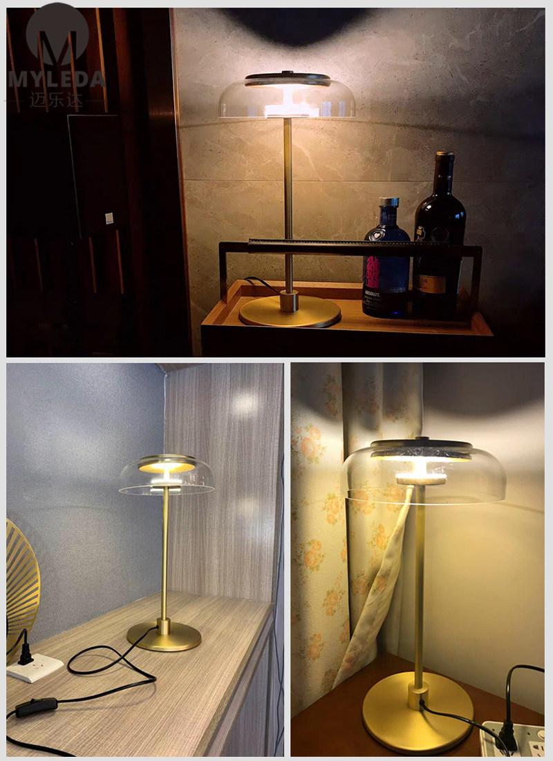Hotel Modern Transparent Glass Table Desk Lamp for Hotel Project