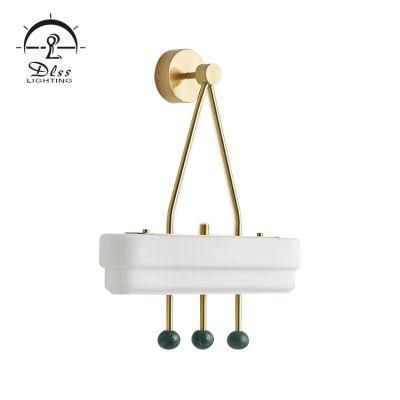 Gold Metal White Glass Marble Drops LED Wall Lamp Hotel