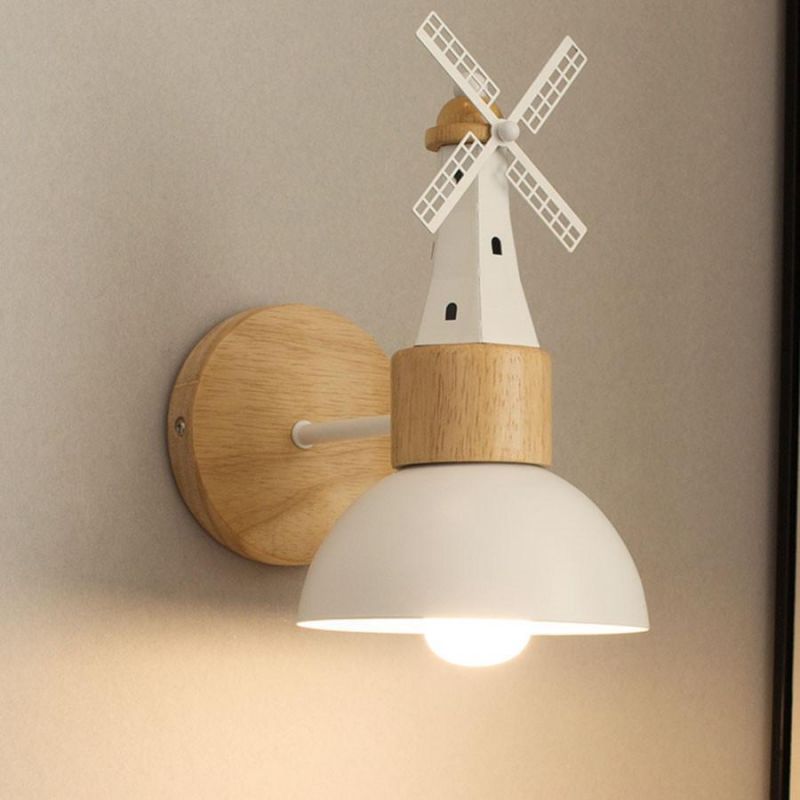 Nordic Minimalist Wooden LED Wall Lamps Windmill Bedside Wood Wall Light (WH-OR-63)