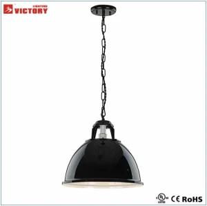Vintage Industrial Bright Black Iron Pendant Lighting (H-3735)