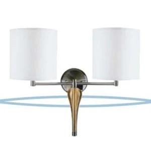 Brushed Nickel with Amber Glass Hotel Wall Lamp