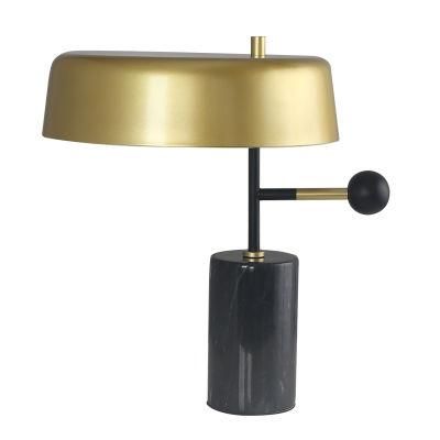 Black Marble Base Metal Shade Modern Lamp Table Stand Light for Hotel, Lobby Room, Bedrom