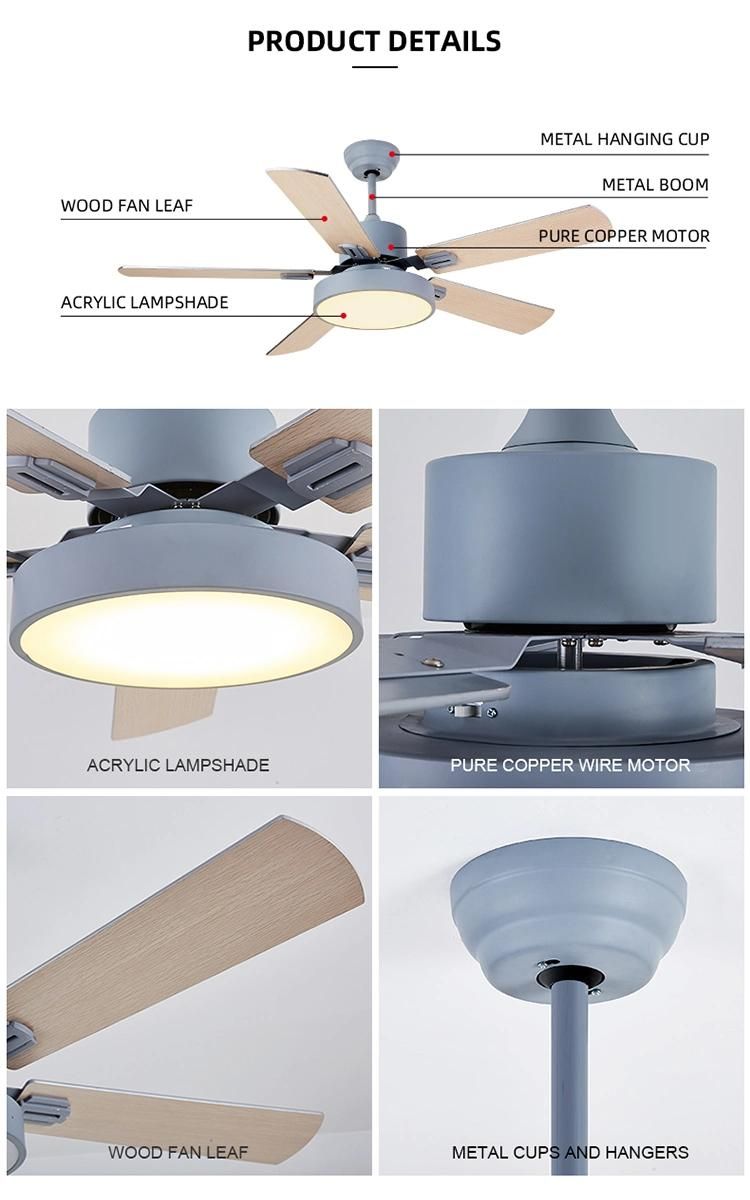 Cooling Fan Hotel Remote Motor Modern Wood Blade Ceiling Fan LED Light Ceiling Fan