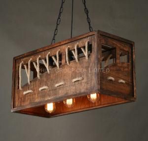 Wood Square High Quality Decoration Creative Bar Shop Chandelier