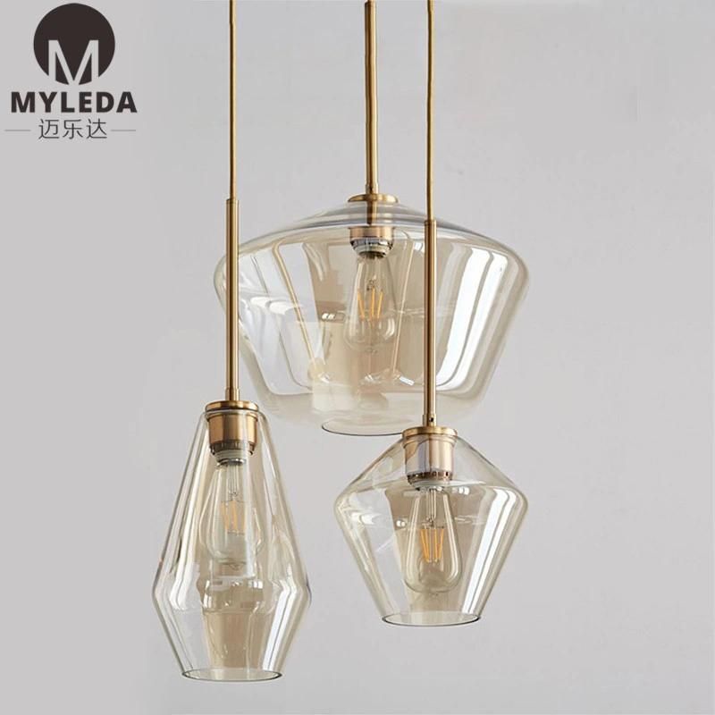 American Country Style Loft Retro Personality Glass Pendant Light