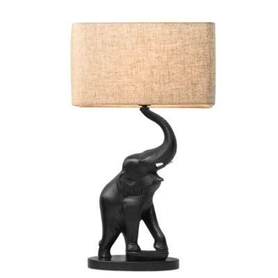 Handmade Elephant Table Lamp Bedside Lamp Environmental Resin Body + Fabric Shade Lampshade