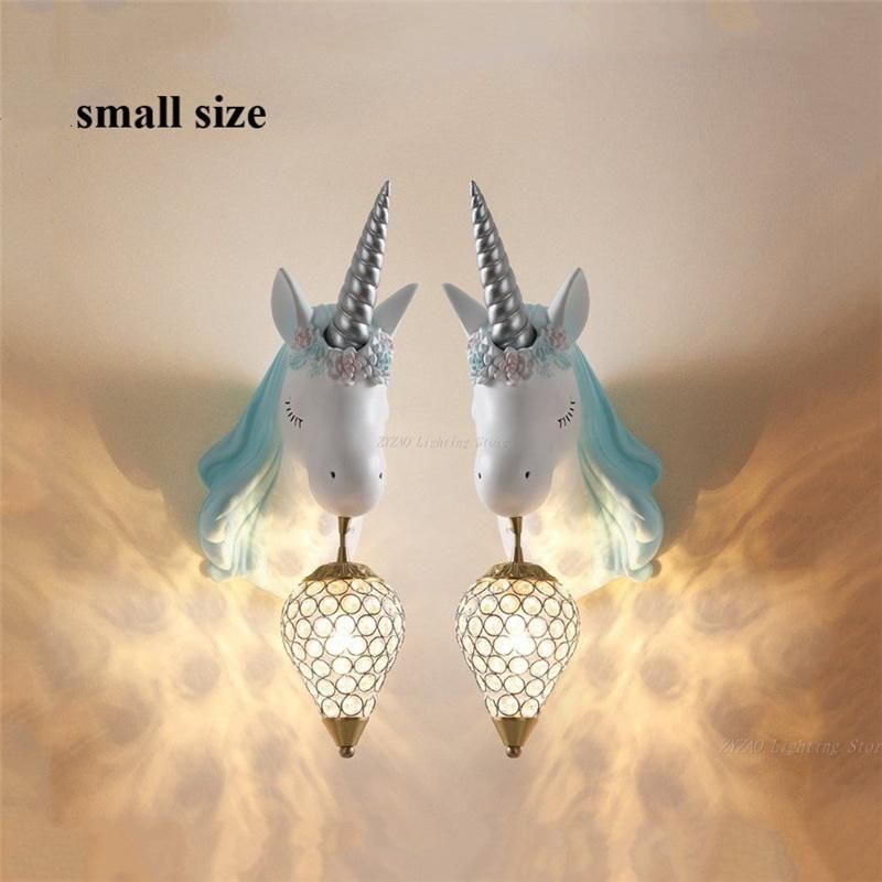 Creative Cartoon Unicorn Lamp Pink Children′s Room Decor Unicorn Beside Wall Lamp (WH-VR-73)