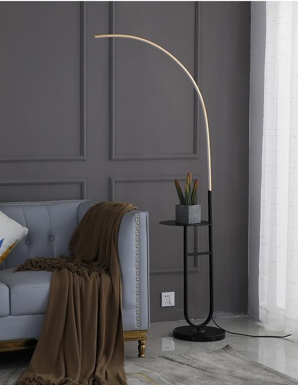 Nordic Coffee Table Floor Lamp LED Living Room Dimming Remote Control Modern Minimalist Line Standing Floor Lamp Marble