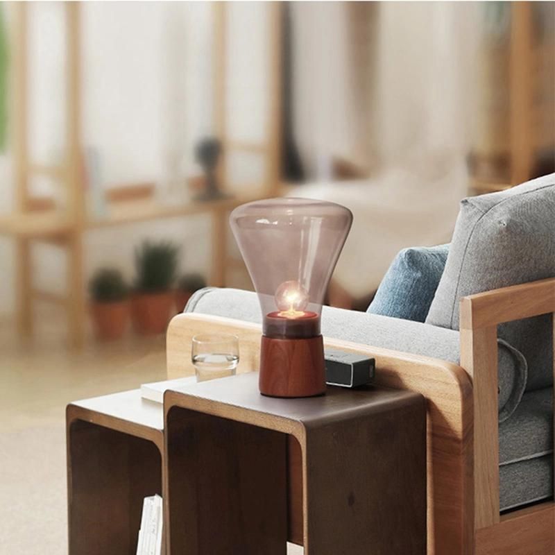 Walnut Solid Wood Desk Light Beauty Vintage Bedroom Bedside Table Lamp