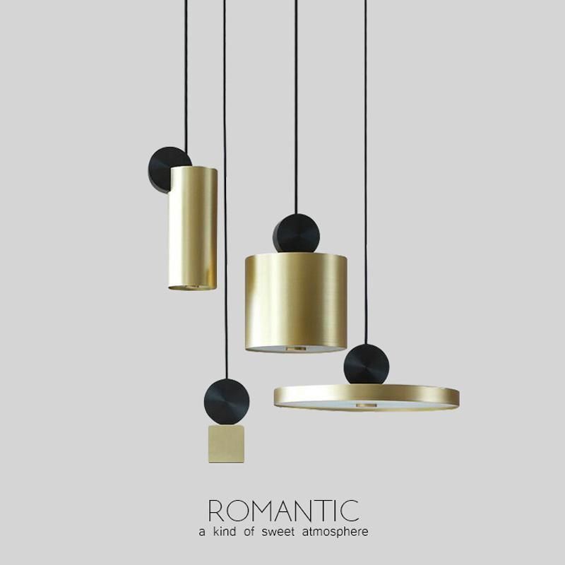 Postmodern Bar Small Chandelier Simple Model Room Bedroom Bedside Lamp Hotel Restaurant Nordic Bronze Pendant Light
