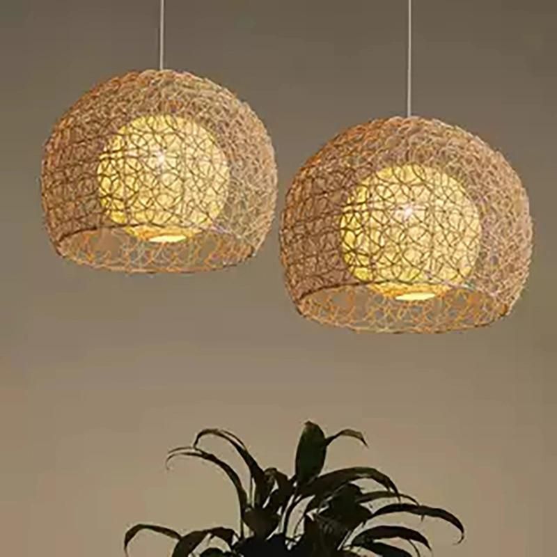 Wooden Round Lantern Chandeliers Dining Room Restaurant Kitchen Pendant Lamp
