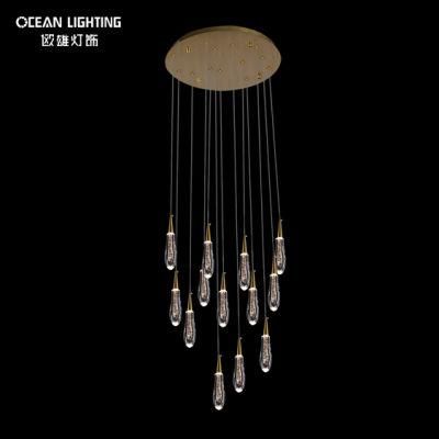 Long Water Drop Warm Lighting 3000K Metal Crystal 13*3W Chandelier