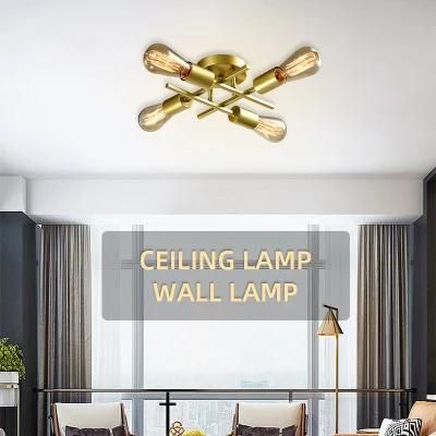 Luxury Modern LED Light Iron Bedroom Glossy Gold Living Room Ceiling Light
