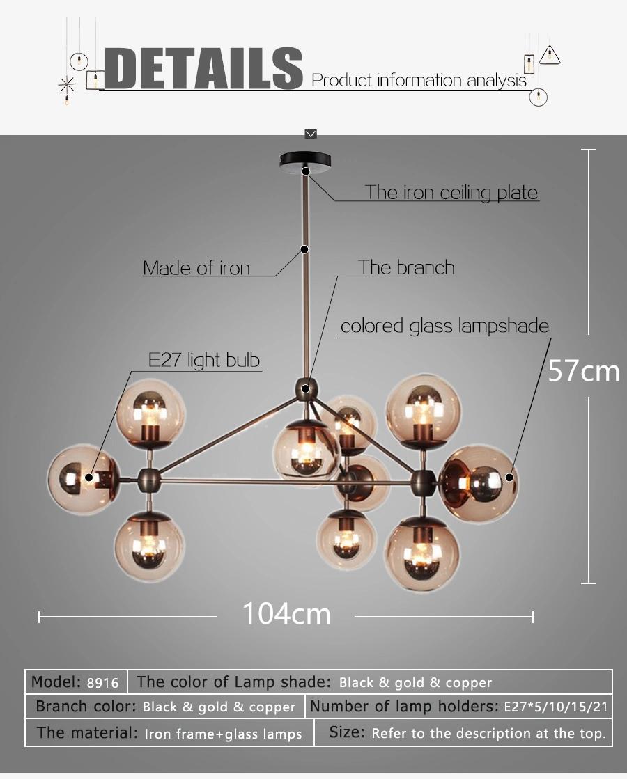 Glass Ball Chandelier Pendant Light Modern Style