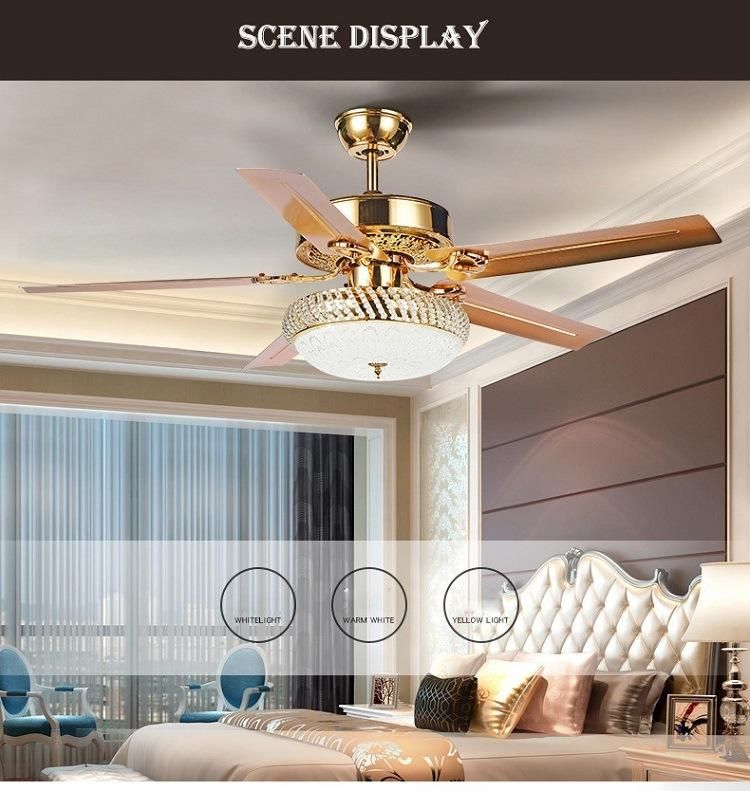 52inch 5 Blade LED Ceiling Fan with Light with Remote Control for Home AC Motor