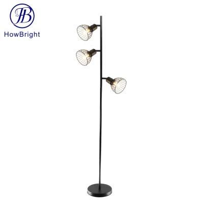 Hot Sell Metal Lamp DIY E14 Black Floor Light Adjustable Three Heads Modern Standing Floor Light