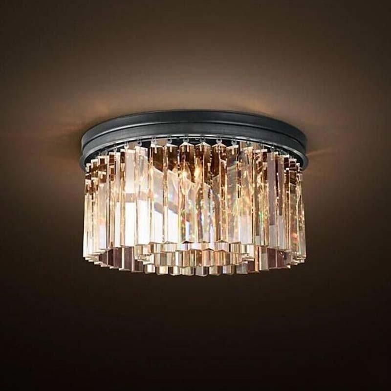 Modern Vintage Crystal Prism Chrome Black Body Ceiling Light Crystal Chandelier Ceiling Lights (WH-CA-54)