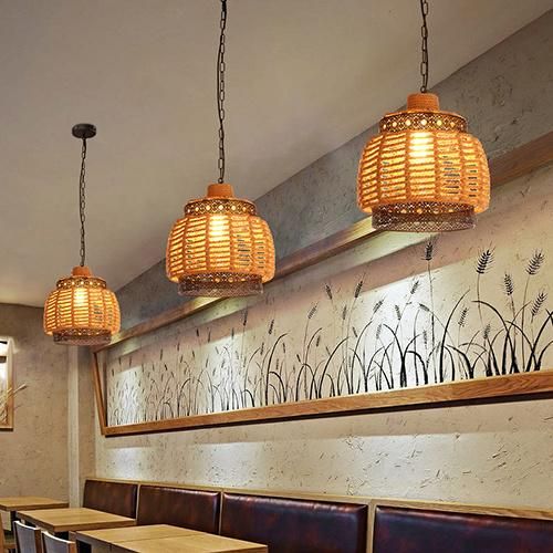 Rattan Pendant Light Kitchen Pendant Lighting Chandelier Light Hemp Rope Home Lighting