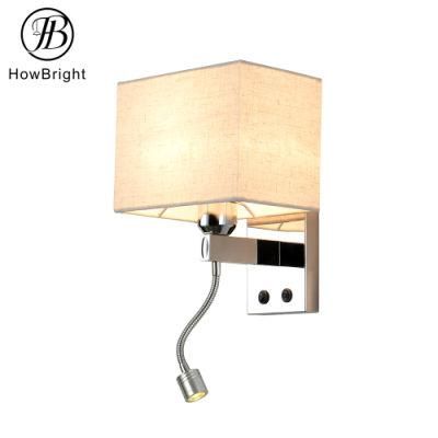 How Bright Chrome Hotel Wall Light E27 Indoor Decorative Lighting with USB Wall Lamp for Hotel