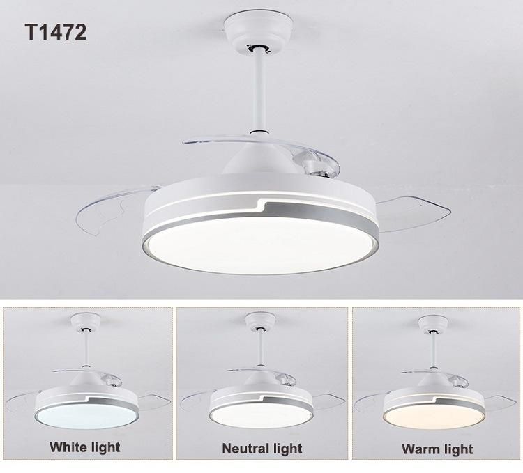 Modern Simple Popular Indoor 42inch Invisible Ceiling Fan with 36W LED Light and Remote Control