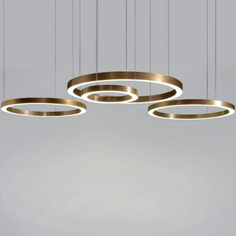 2022 Selling Customize High Ceiling Golden LED Pendant Lamp Luxury Lampara Circles Project Lights Chandelier