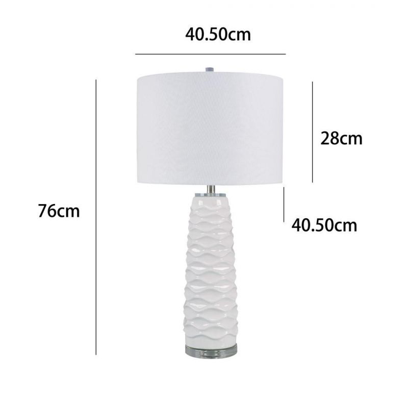 High Quality Hotel White Ceramic Crstal Base Bedside Table Lamp LED Lamp Desk Lamp for Living
