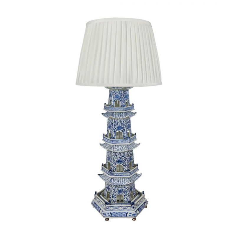 Chinese Style Imitation Ceramic Tower Base Lighting Exquisite Indoor Table Lamp