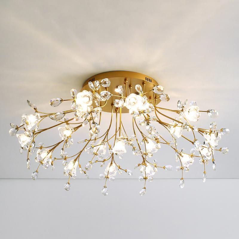 Crystal Living Room Lamp Dining Room Bedroom LED Round Lamp Simple Creative Ceiling Light