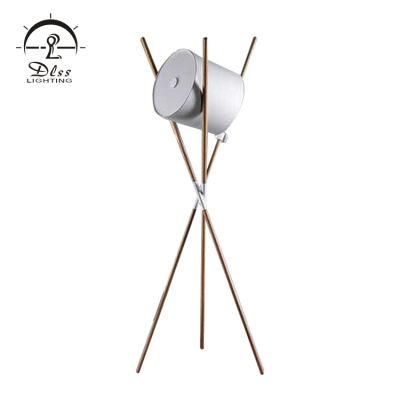 Modern Fabric Shade Floor Lamp and Wooden Tripod Fancy Stand Lamp