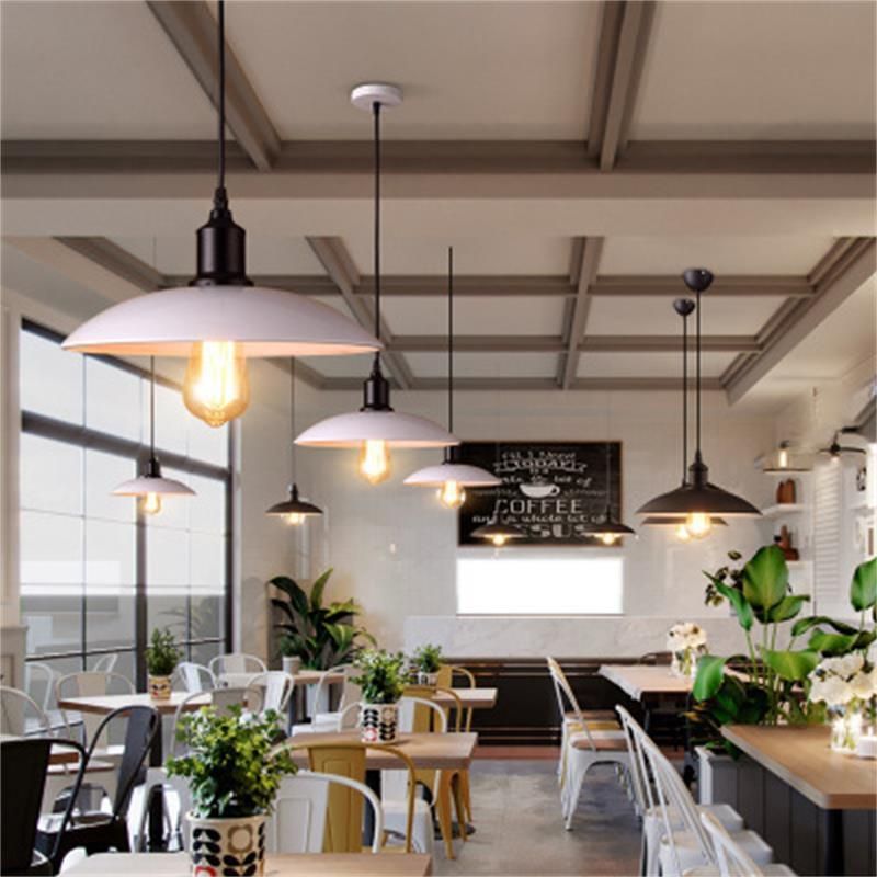 Nordic LED Pendant Lamp Black Metal Retro Chandelier Industrial Light