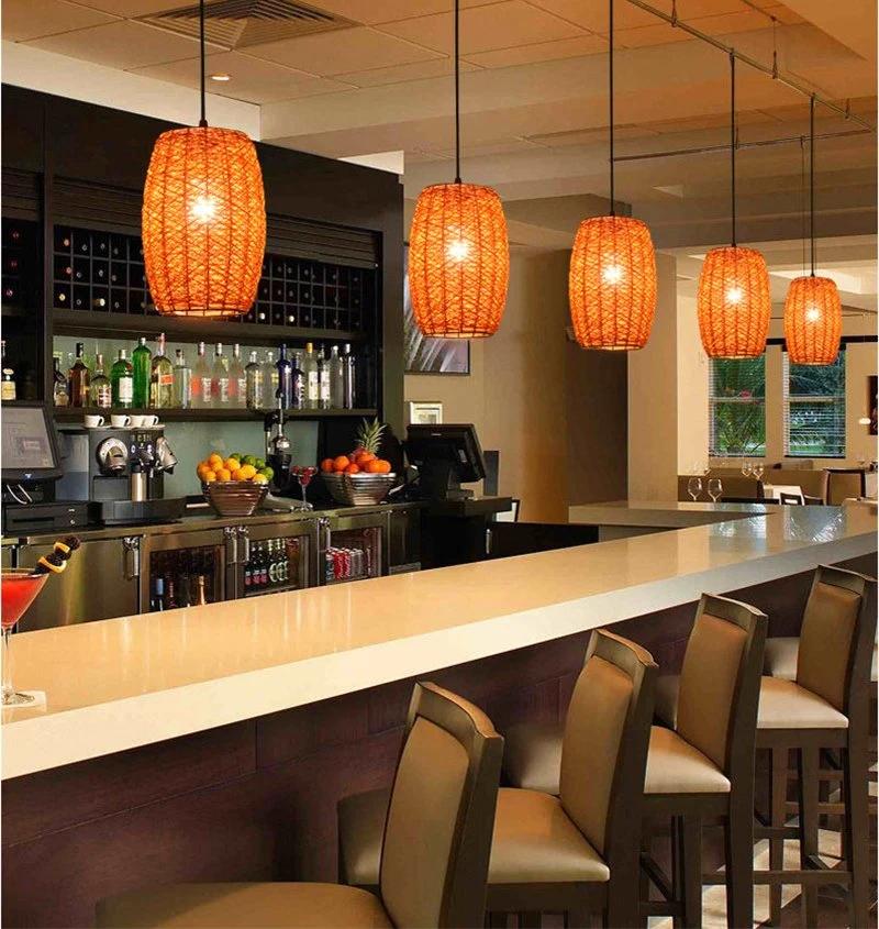 Natural Weaving Hanging Light Rustic Rattan Woven Ceiling Lamp
