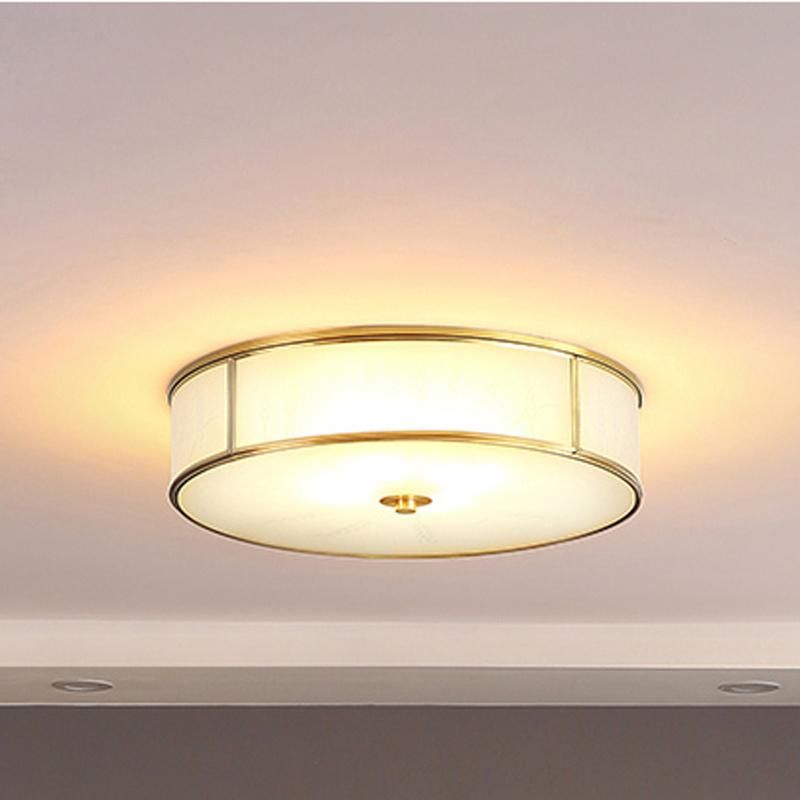 Round Copper Glass Lampshade Ceiling Light Warm Bedroom Lamp Simple Study Light