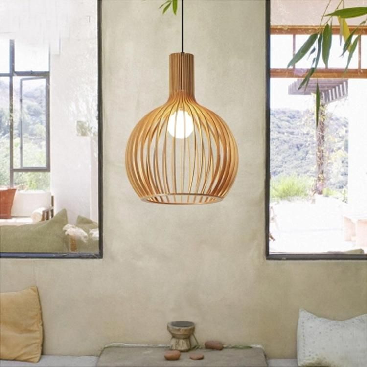 Fancy Metal Lantern Style Wooden Pendant Lamp