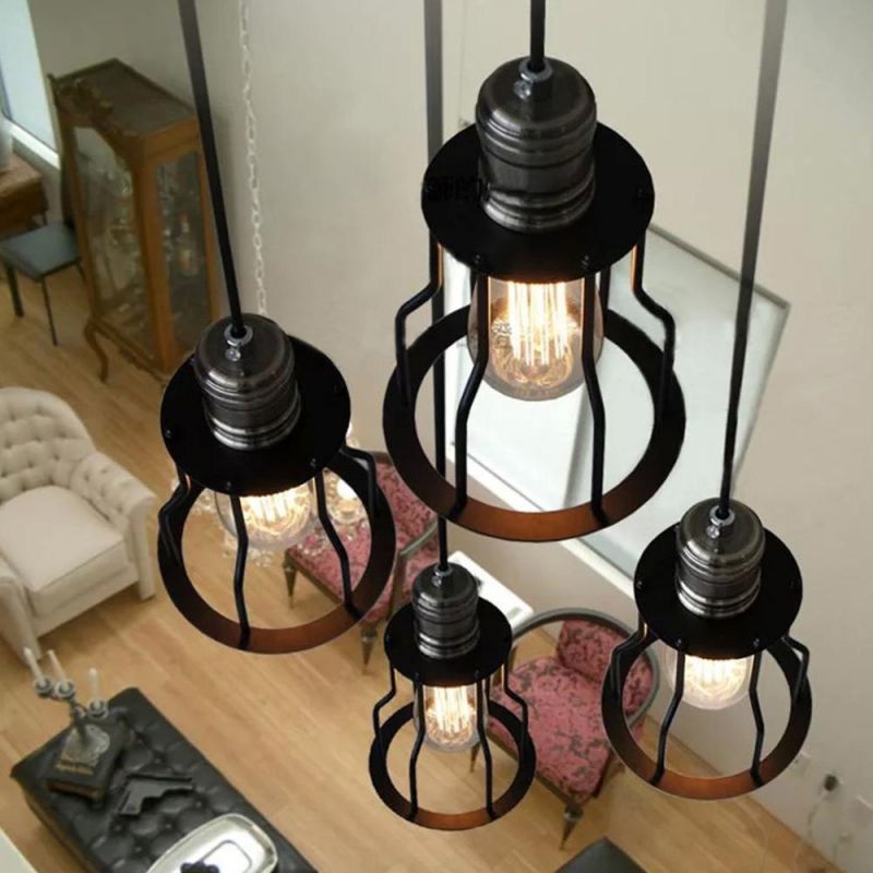 Multi-Head Chandelier Modern Pendant Light Iron Cage Industrial Bird Cage Creative Pendant Lamp