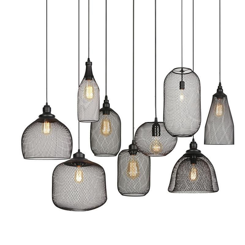 Nordic Industrial Modern Decoration Retro Hanging Pendant Light Black Iron Cage Pendant Lamp