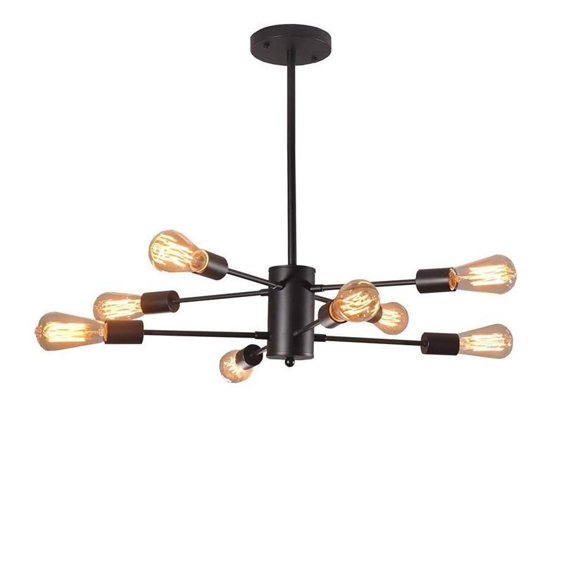 Industrial Style Retro Chandelier Black Iron Branch Straight Bar Vintage Lamp (WH-VP-109)