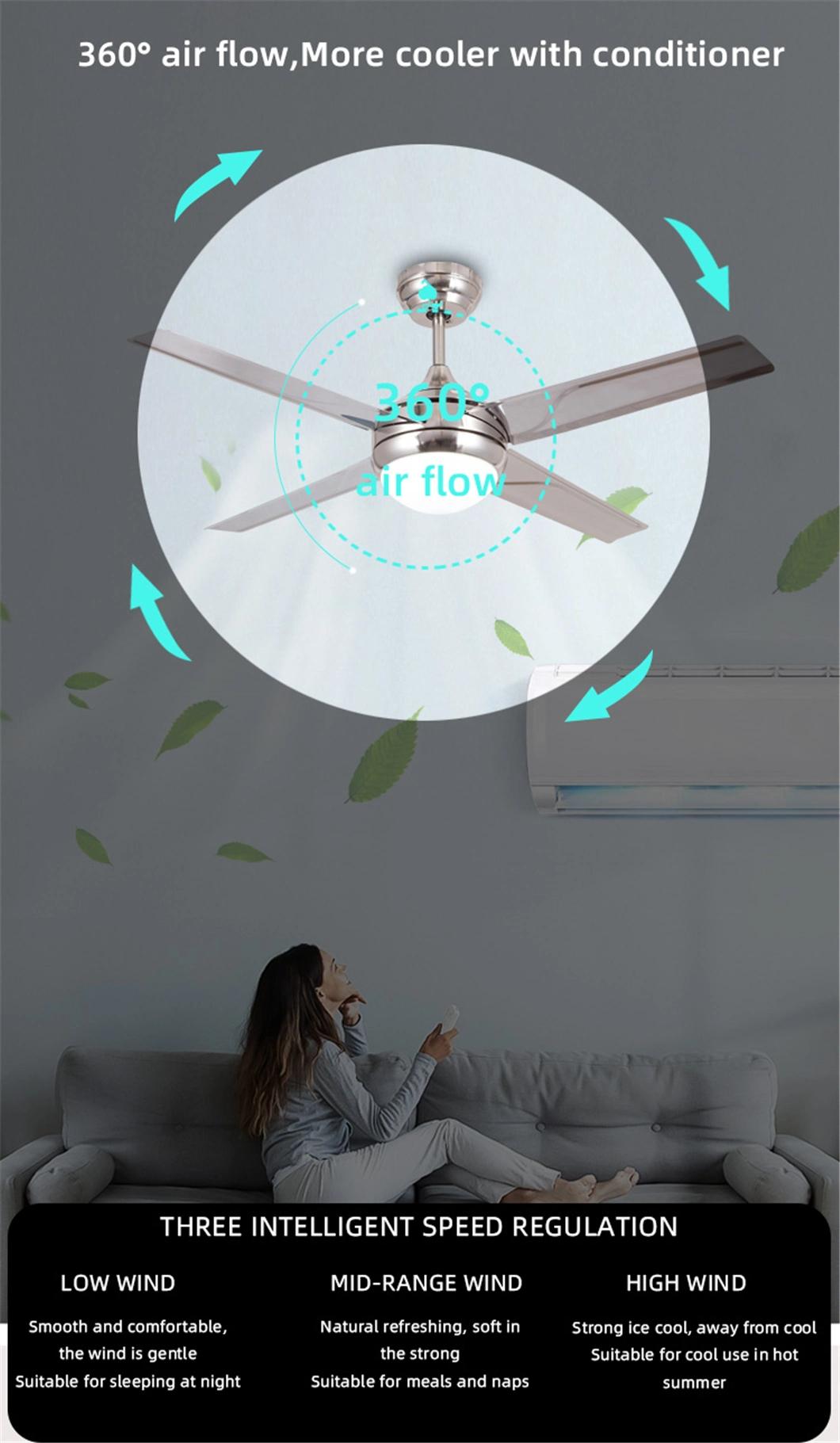 Modern Design Ceiling Fan Light Remote Control 3 Speed Choice 3 Colors Change Chandeliers with Fan