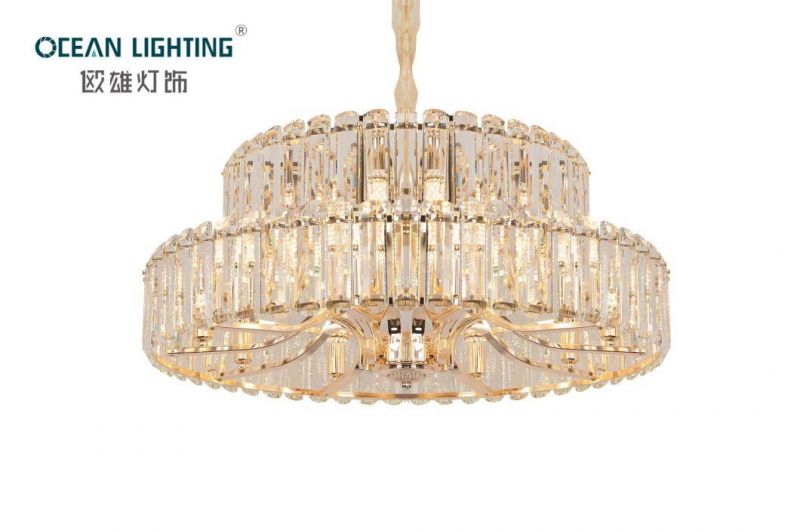 Circular Lighting Multilayer Metal E14X16 K9 LED Crystal Chandelier Luxury